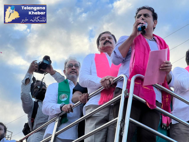 ترقی کیلئے بی آرایس کو دوبارہ اقتدار میں لانے کےٹی آر کی اپیل۔مکتھل میں روڈ شوسےخطاب
