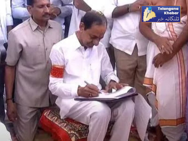 پرچہ نامزدگی کے ساتھ وینکٹیشور سوامی مندر میں  کے سی آر کی خصوصی پوجا